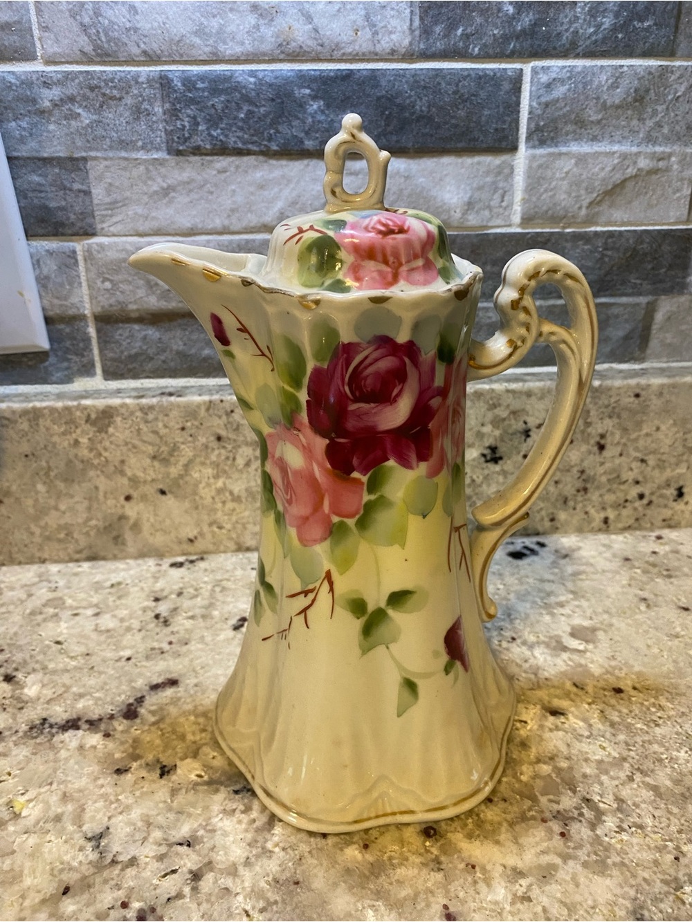 Antique Nippon Pink Floral Chocolate Pot
